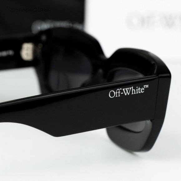 Off-White Women Sunglasses Black Grey Rectangle OERI138 CHARLOTTE 1007 BRAND NEW - Picture 5 of 14